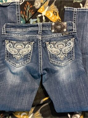 Miss Me Blue Embroidered Back Pocket Boot Cut Jeans